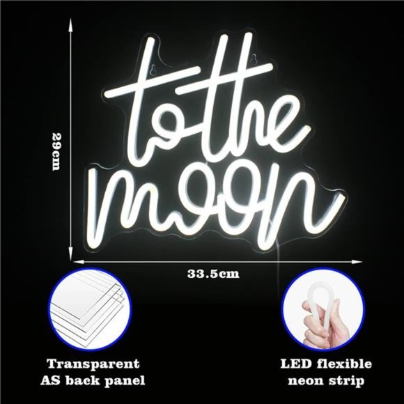 To The Moon Neon Signs,Led Signs Neon Signs for Bedroom,NeonSigns for Wall Decor - Picture 6 of 6